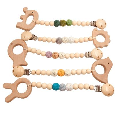 China Entertainment Toys Baby Pacifier Chain Clip Silicone Bead Pacifier Chain Kids Toy Creative Wooden Baby Toys Kids Educational Toys for sale