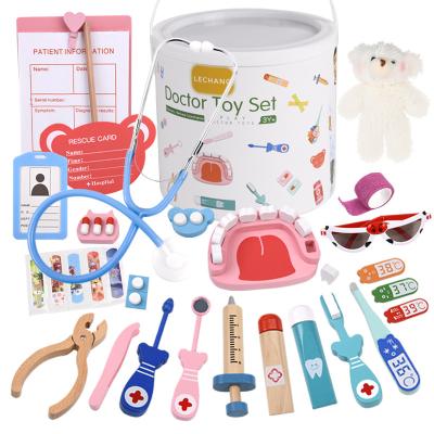 China Funny Doctor Plays Set Children's Play House Doctor Toy Set Boy Doctor Girl Nurse Injection Stethoscope Wooden Set Educational Toys For Children for sale