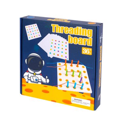 China Entertainment Toys Wooden Stick Threading Children's Toys Good Move Forming Early Education Puzzle Board Wooden Threading Board Game for sale