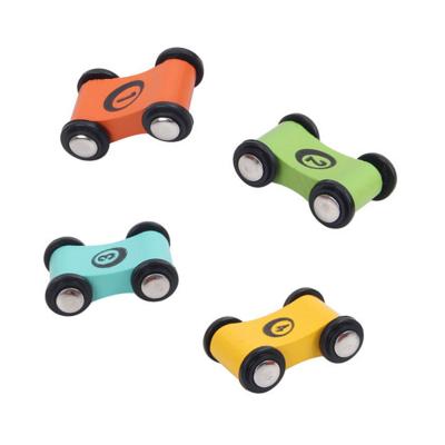 China Slot Toy Beech Sliding Car Mini Children's Puzzle Inertia Track Sliding Car Table Interactive Wooden Toy for sale