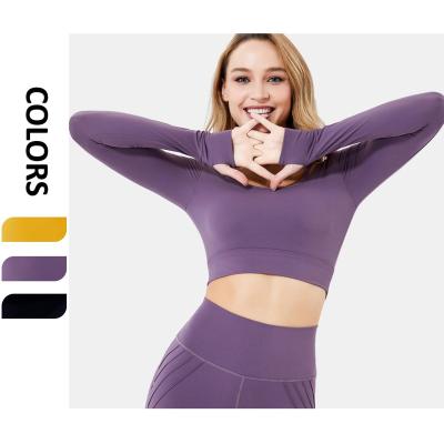 China BBSM7403 Single Shoulder Strap QUICK DRY Sports Fitness Tops Womens Long Sleeve Yoga T-Shirt for sale