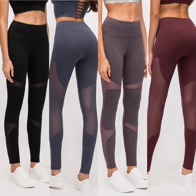 China New Style BBDQ19075 Hot Breathable Mesh Women Sports Gaiters High Waist Hip Lift Splicing Fitness Pants Quick Dry Yoga Gaiters for sale