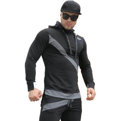 China BBYXE-15 New Winter Breathable Black Men Fashion Fitness Hoodie Plain Striped Sports Suit Lightweight Fitness Apparel Pullover Hoodie for sale