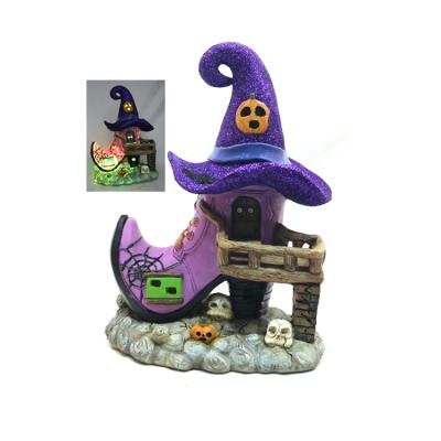 China Europe Hot Sale Custom Outdoor Halloween Decoration Resin Led Haunted House for sale