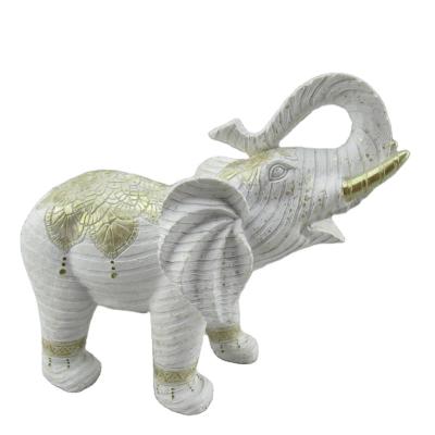 China Hot Selling Europe Mini Color Polyresin Statue Porcelain Elephant White Animal Decoration Resin Craft for sale