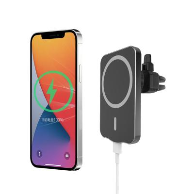 China 2021 Latest Magnetics 15W Cell Phone Qi Fast Charging Car Mount Holder For iPhone12 Magnetic Car Wireless Charger for sale