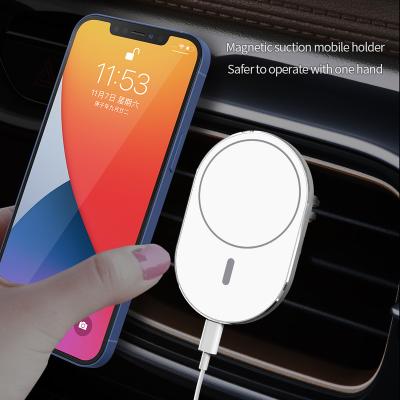 China Latest Universal Magnet Mount Cell Phone Holder Magnetic Qi 15w Car Fast Charging Wireless Charger For iPhone 12 for sale