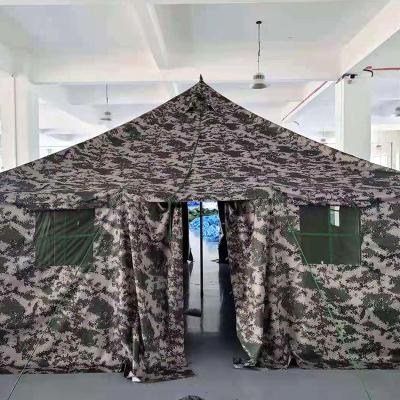 China Diagonal Tethering Type Waterproof Outdoor 10 Man Army Canvas Tent From Haoyu Military Tent Manufacturer for sale