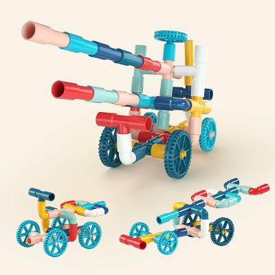 China Funny Educational Toy 220Pcs DIY Educational Tubes Building Bath Toy Designer For Children Water Pipe Enlightenment Tunnel Building Plastic for sale