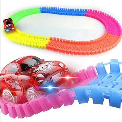 China Ride On Toy Magic Bendable Racer Bend Flex Roll Race Track Set Toys Glow In The Dark Racing Lanes Stir Toy With LED Light Racing Cars for sale