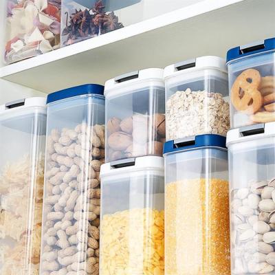 China Luxury Morden Cereal Dispenser Plastic Box Kitchen Organizer And Storage Container Fridge Pots With Lid Sealed Tank for sale