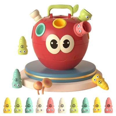 China Plastic Number Apple Puzzle Knowledge Matching Toy Finger Puppets Game Montessori Fine Motor Skills Early Educational Toys for sale