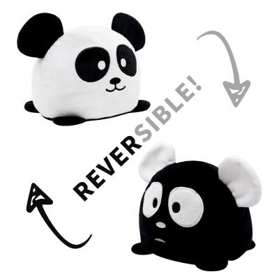 China Soft Plush Panda Plushie Stuffed Animal Mood Reversible Double Sided Flip Vivid Expression Mini Plush Toy for sale