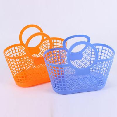 China Foldable Handled Easter Egg Baskets With Handle Jelly Basket Easter Goodies Goody Retro Jelly Bag Shopping Plastic Bags Jelly Purse for sale