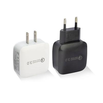 China Phone Charging Quick Charge 3.0 USB Wall Plug Adapter EU/US Micro USB Wall Charger 18w for sale