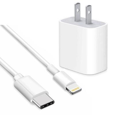 China Original Mobile Phone PD 18w Power Adapter For iPhone 12 Charger Block USB-c Charging Cable Type C Quick Charger EU USA Wall Charger For Apple for sale