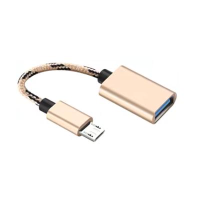 China Braided Mobile Phone USB Reader 3.0 Female To Type C OTG Cable Male To Micro OTG Adapter USB-C Connector Metal Head Data Sync Converter for sale