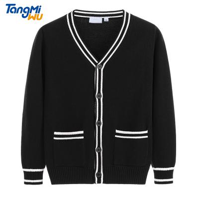 China TMW Anti-Wrinkle Mens 100% Cotton Sweater Knitted Single Breasted Stripes Pocket Pull Along Mens Sweater Cardigan for sale