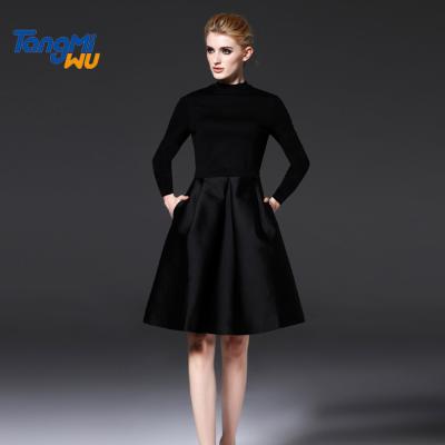 China TMW Anti-Static Elegant Ladies Party Classic Vintage Women Knee Skirt Dress Women Evening Dress Audrey Hepburn Black Dress for sale