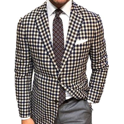 China TMW Style Fashion Breathable Blazers For Men Single Row With Two Buttons Trend Casual Plaid Mens Suit Blazer Set for sale