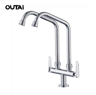 China High Quality Flexible Brass Thermostatic Faucets Cold Water Spout Double Handle Kitchen Faucet Double for sale