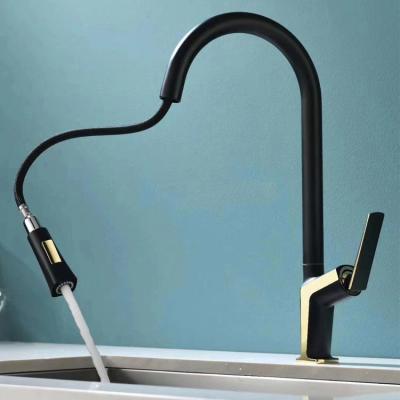 China Thermostatic Faucets Matte Black Luxury Designed Modern Pull Out Kitchen Faucet for sale