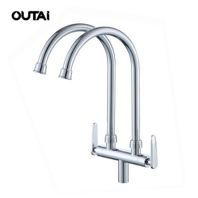 China New Design Double Faucets Single Cold Brass Thermostatic Long Handle Kitchen Faucets Faucet for sale