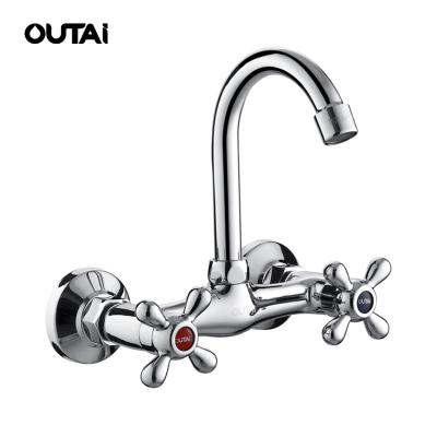 China New Design Faucets Double Handle Bathroom Toilet Basin Metered Wall Mounted Faucet for sale