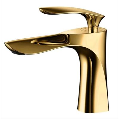 China Factory Direct Luxury Gold Brass Waterfall Faucet Elegant Brass Basin Mixer Taps Basin Mixer for sale