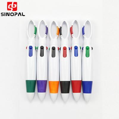 China Promotional Pen Hot Sell Multicolor Ballpoint Pens 4-in-1 Retractable Ballpoint Pens With Key Chain for sale