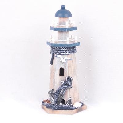 China High Anchor Mediterranean Wooden Lighthouse Iron Shell Seabird Seabird Starfish Style Theme Room Nautical Home Decoration for sale