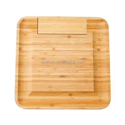 China Viable Best Selling on Amazon Natural Bamboo Wooden Cheese Cutting Board with Cheese Tools Cutlery Set for sale