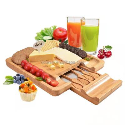 China Disposable Bamboo Charcuterie Cheese Wooden Board Set With Cutlery Knife for sale