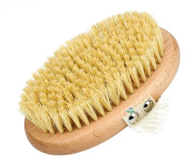 China All Natural Natural Sisal Bristle Bamboo Wooden Body Bath Dry Brush for sale