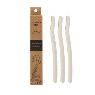 China Eyebrow Trimmer Biodegradable Nature Eco-friendly Wheat Straw Biodegradable Eyebrow Razor for sale