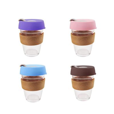 China Viable Cork Coffee Mug Cup Travel Glass Cup Cork Cover Anti-Heat Large Capacity Mug Cup for sale