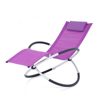 China Modern Cheap Outdoor Folding Patio Lounge Chair Orbital Weightlessness Rocking Sun Chair With Pillow for sale