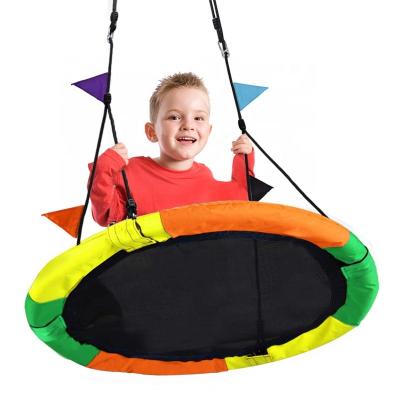 China Modern Rainbow Tree Around Saucer Swing for Kids in Outdoor Garden Patio Colorful Cobweb Swing for sale