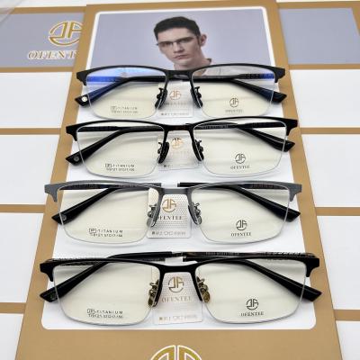 China Fashion Pure Titanium Optical Glass Half Frame Full Rim Ultralight Titanium Business Men's Optical Glass Frame Eyeglasses for sale