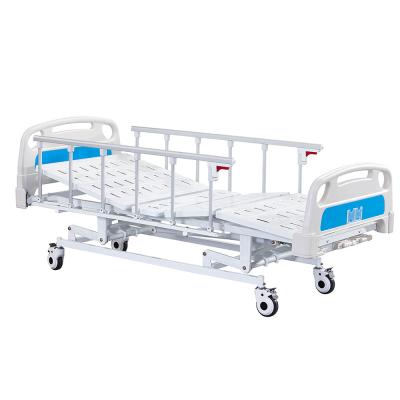 China 3 Function Hospital Crank Bed 3 Medical Patient 4 Wheels Manual Hospital Bed for sale