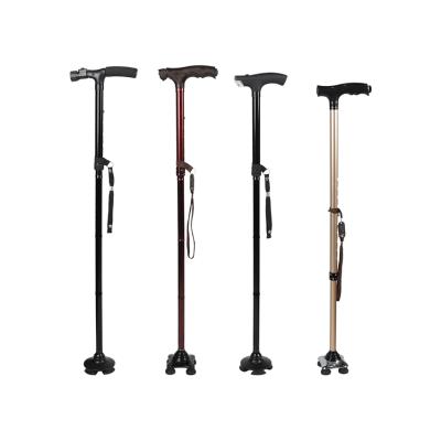 China LED Light Handle and Oxidized ARM Support 6061 AL Outdoor Hiking Poles T-Handle Adult Durable Aluminum Material Cane For Climbing for sale