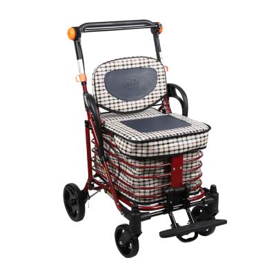 China Comfortable Steady Steel Frame Elderly Helper Shopping Collapsible Older Shopping Trolley With Basket for sale