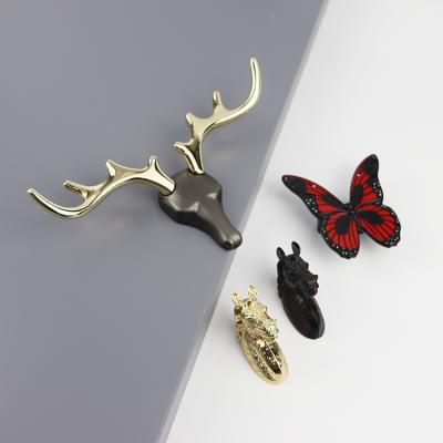 China Modern Animal Wall Decoration Zinc Material Household Series Wardrobe For Coat Hook for sale