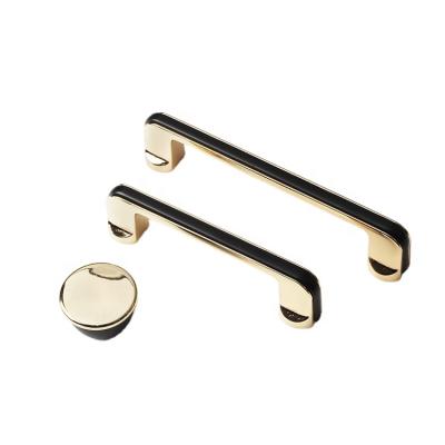 China Yeede Modern Simple Gold Combination Door Cabinet Knobs Wardrobe Furniture Black Handles for sale