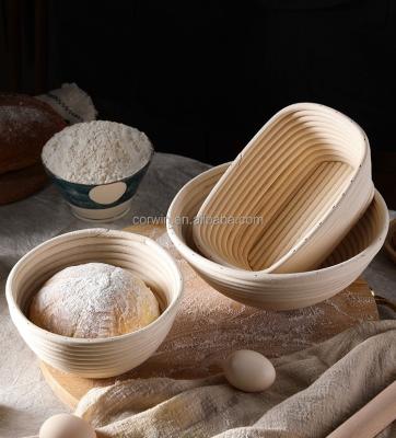 China Round Sustainable Rattan Farmer Cane Brotform Bread Basket Eco Material Round Sustainable House Handcraft Natual and Cheap Bakeware Oval for sale