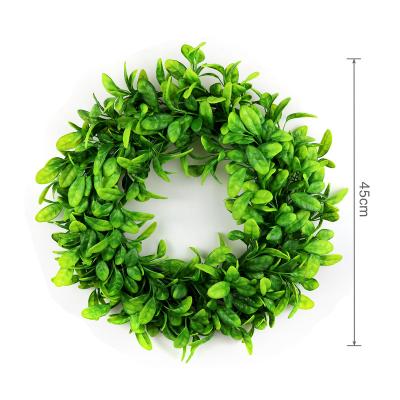 China Indoor Decoration 45cm Leaves Preserved Boxwood Garland For Wedding Party Garden Decor for sale