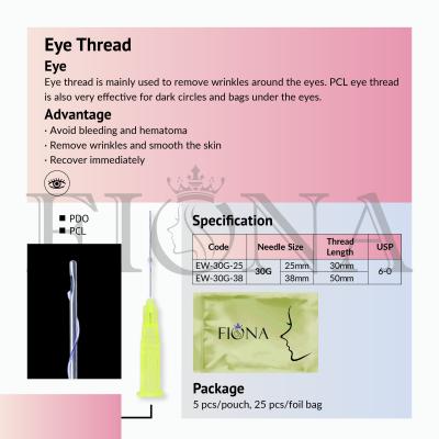 China tipo absorbible cánula embotada de la elevación W del hilo de 25m m Pdo Pcl para la pérdida inferior del volumen del ojo en venta