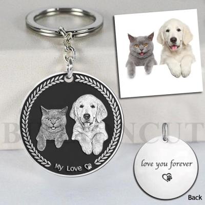 China Titanium Customize Picture Pet Key Chain Personalized Picture Keychain Pets Photo Keychain Pet Memorial Key Chain Gift For Lover Gift pet for sale