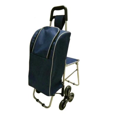 China Wholesale Supermarket Folding Stair Shopping Cart Bag 3 Wheels Folding Grocery Cart for sale