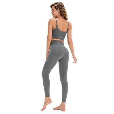 China Wholesale Ladies Yoga Set Breathable Fitness Bra Double Sided Nude Seamless Leggings Set for sale